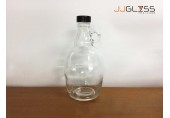 Wine-1L.-(PLASTIC-CAP) - Transparent Glass Bottles,Cover  Black,1,000 ml. 